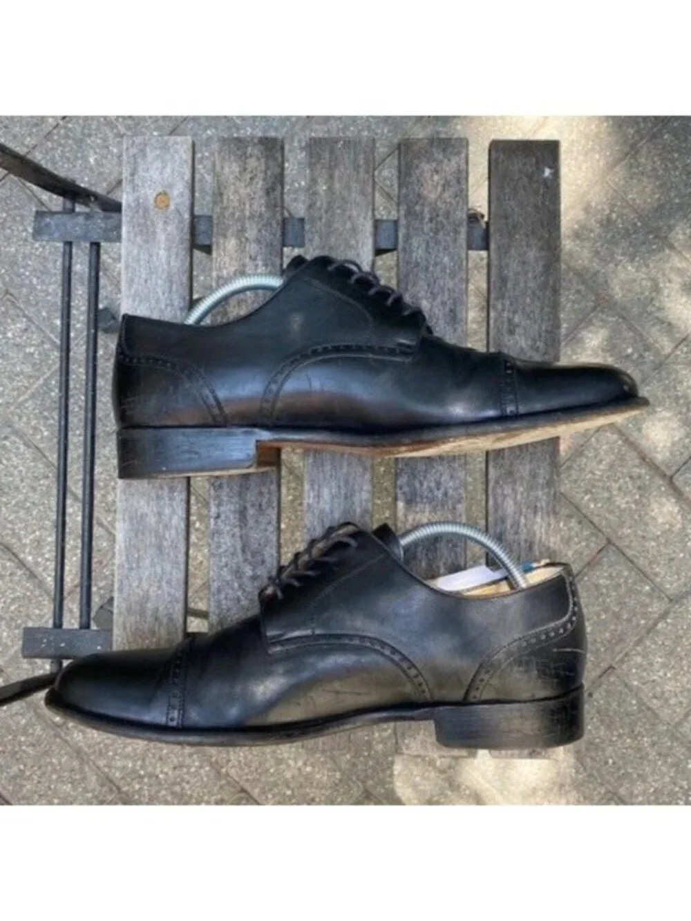 Cole Haan City Cap Top Derby Black Leather Shoe Men's Size 10D Made In Italy